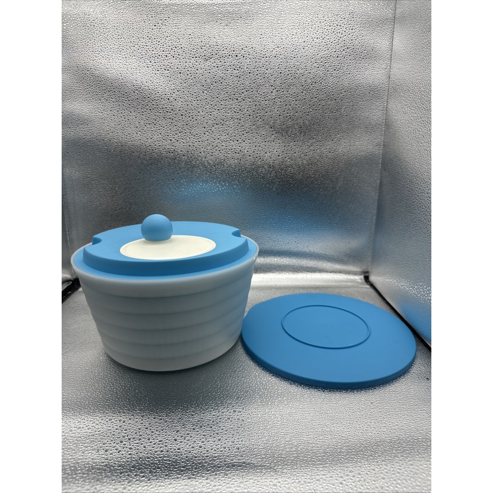 Tupperware Spin N Save Salad Spinner Blue 4 piece 10" Serving Bowl 4.5L Lid